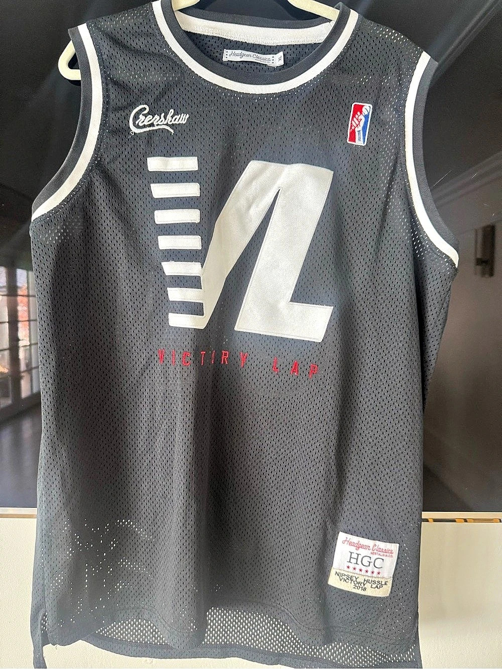 Mitchell & Ness Nipsey Hussle Victory Lap jersey Black & White Basketball Jersey